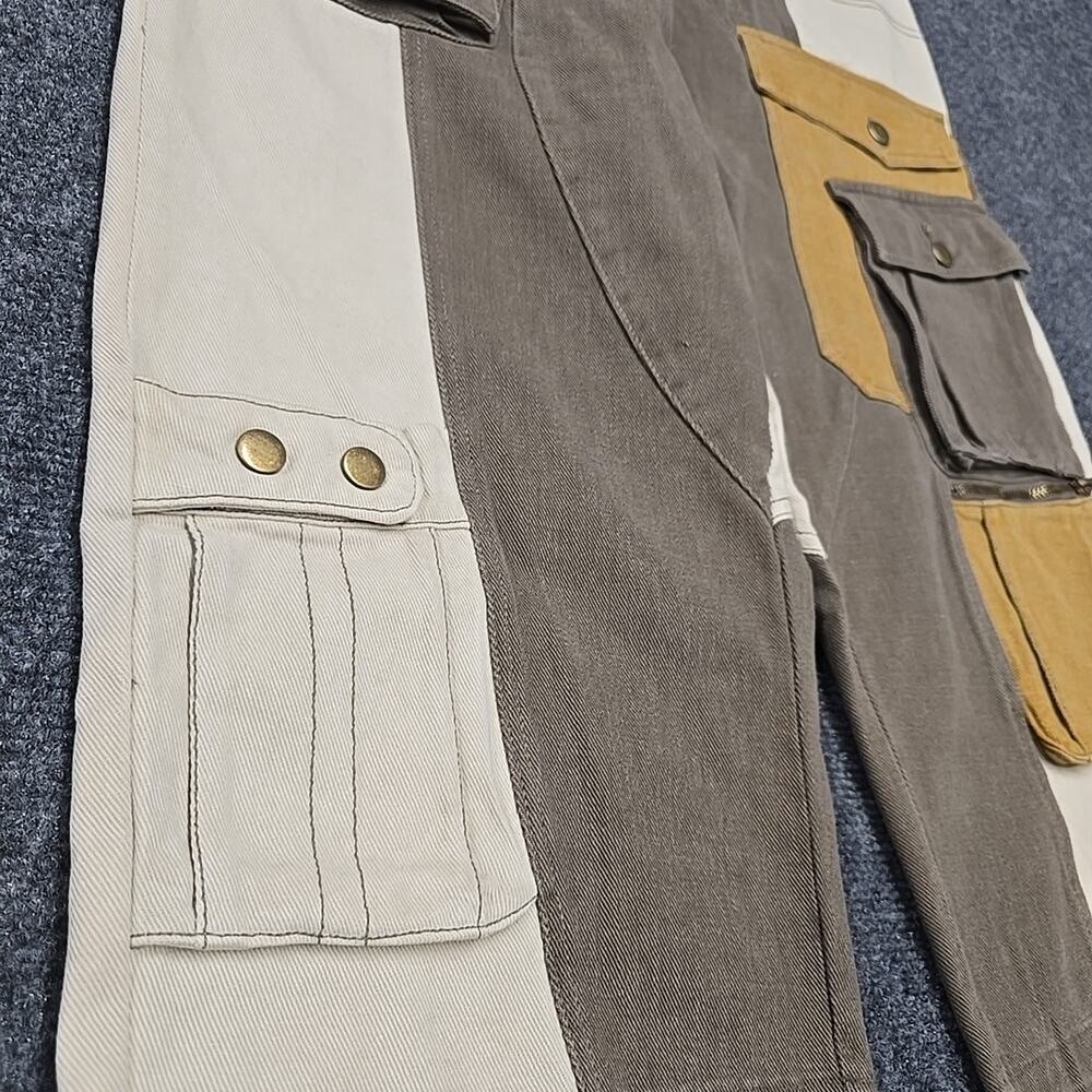 Oli & Hali Patchwork Paperbag Cargo Pants M Boho Utility Earthy Mineral Wash - Picture 9 of 16